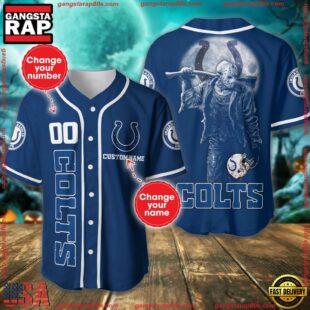 Custom Name And Number Indianapolis Colts NFL Horror 3D Baseball Jersey Shirt