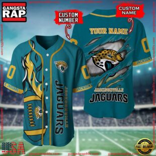 Custom Name And Number Jacksonville Jaguars NFL Football Team Baseball Jersey Shirt