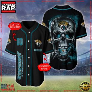 Custom Name And Number Jacksonville Jaguars NFL Skull Face 3D Baseball Jersey Shirt