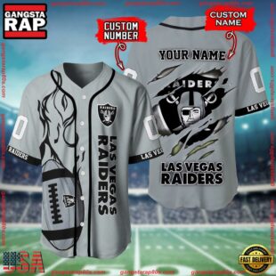 Custom Name And Number Las Vegas Raiders NFL Football Team Baseball Jersey Shirt