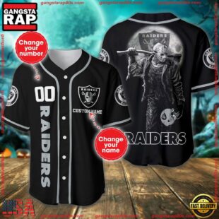 Custom Name And Number Las Vegas Raiders NFL Horror 3D Baseball Jersey Shirt