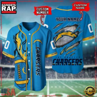 Custom Name And Number Los Angeles Chargers NFL Football Team Baseball Jersey Shirt