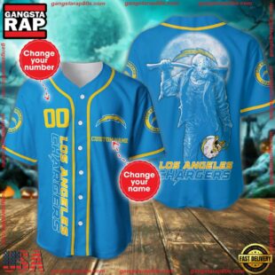 Custom Name And Number Los Angeles Chargers NFL Horror 3D Baseball Jersey Shirt