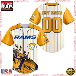 Custom Name And Number Los Angeles Rams NFL 3D Baseball Jersey Shirt