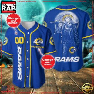 Custom Name And Number Los Angeles Rams NFL Horror 3D Baseball Jersey Shirt