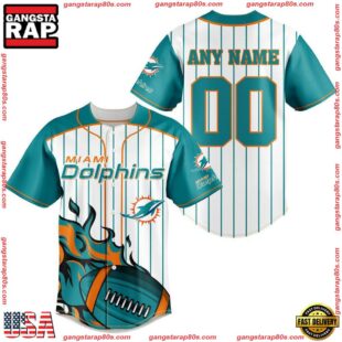 Custom Name And Number Miami Dolphins NFL 3D Baseball Jersey Shirt