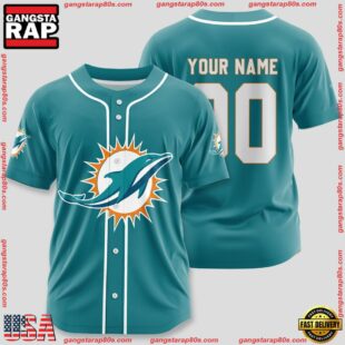 Custom Name And Number Miami Dolphins NFL Sport Baseball Jersey