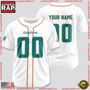 Custom Name And Number Miami Dolphins NFL Team Sport Baseball Jersey