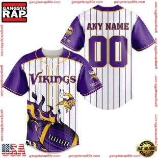 Custom Name And Number Minnesota Vikings NFL 3D Baseball Jersey Shirt