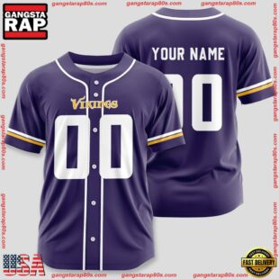 Custom Name And Number Minnesota Vikings NFL Team Baseball Jersey