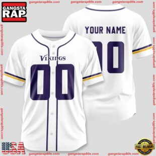 Custom Name And Number Minnesota Vikings NFL Team Sport Baseball Jersey