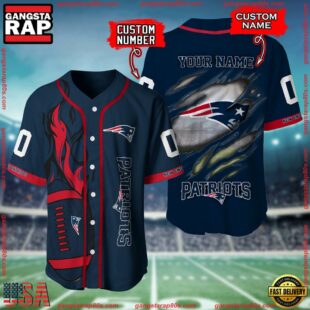 Custom Name And Number New England Patriots NFL Football Team Baseball Jersey Shirt