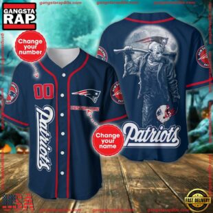 Custom Name And Number New England Patriots NFL Horror 3D Baseball Jersey Shirt