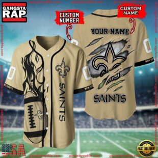 Custom Name And Number New Orleans Saints NFL Football Team Baseball Jersey Shirt