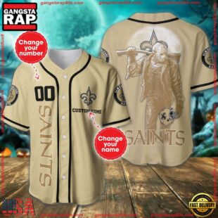 Custom Name And Number New Orleans Saints NFL Horror 3D Baseball Jersey Shirt