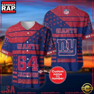 Custom Name And Number New York Giants NFL American Flag Baseball Jersey Shirt