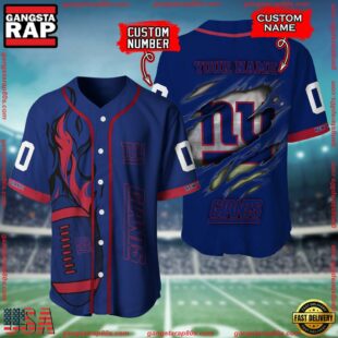 Custom Name And Number New York Giants NFL Football Team Baseball Jersey Shirt