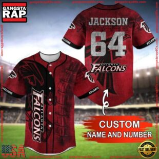 Custom Name And Number NFL Team Atlanta Falcons Baseball Jersey Shirt