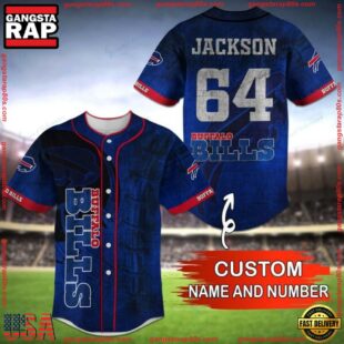 Custom Name And Number NFL Team Buffalo Bills Baseball Jersey Shirt