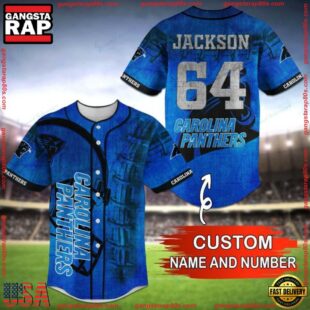 Custom Name And Number NFL Team Carolina Panthers Baseball Jersey Shirt