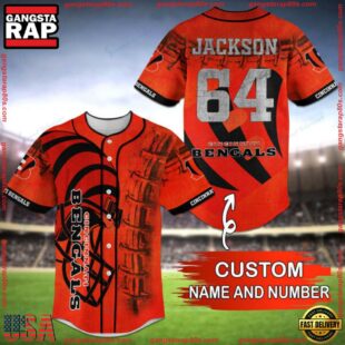 Custom Name And Number NFL Team Cincinnati Bengals Baseball Jersey Shirt