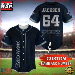 Custom Name And Number NFL Team Dallas Cowboys Baseball Jersey Shirt