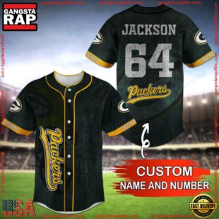 Custom Name And Number NFL Team Green Bay Packers Baseball Jersey Shirt