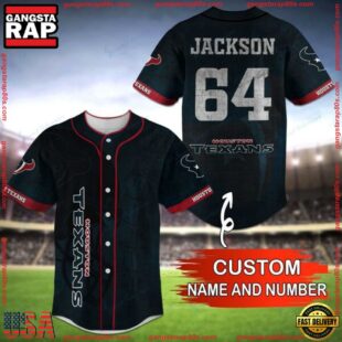 Custom Name And Number NFL Team Houston Texans Baseball Jersey Shirt