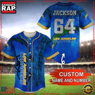 Custom Name And Number NFL Team Los Angeles Chargers Baseball Jersey Shirt