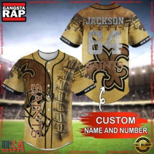 Custom Name And Number NFL Team New Orleans Saints Baseball Jersey Shirt