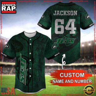 Custom Name And Number NFL Team New York Jets Baseball Jersey Shirt