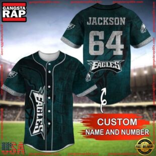 Custom Name And Number NFL Team Philadelphia Eagles Baseball Jersey Shirt