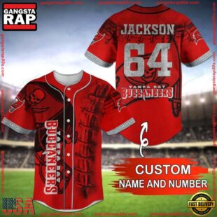 Custom Name And Number NFL Team Tampa Bay Buccaneers Baseball Jersey Shirt