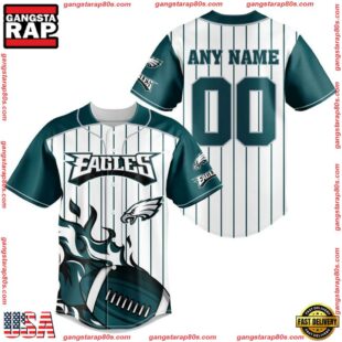 Custom Name And Number Philadelphia Eagles NFL 3D Baseball Jersey Shirt