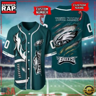 Custom Name And Number Philadelphia Eagles NFL Football Team Baseball Jersey Shirt