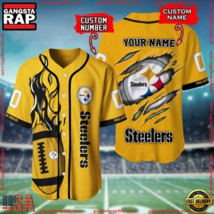 Custom Name And Number Pittsburgh Steelers NFL Football Team Baseball Jersey Shirt