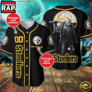 Custom Name And Number Pittsburgh Steelers NFL Horror 3D Baseball Jersey Shirt