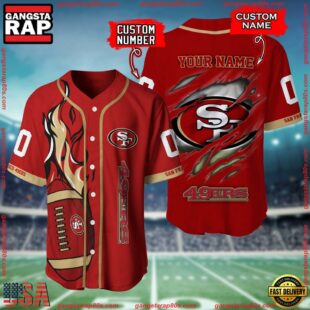 Custom Name And Number San Francisco 49ers NFL Football Team Baseball Jersey Shirt