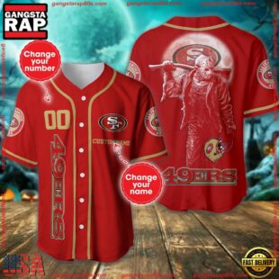 Custom Name And Number San Francisco 49ers NFL Horror 3D Baseball Jersey Shirt