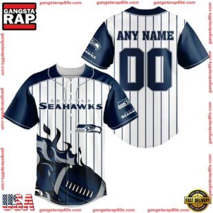 Custom Name And Number Seattle Seahawks NFL 3D Baseball Jersey Shirt