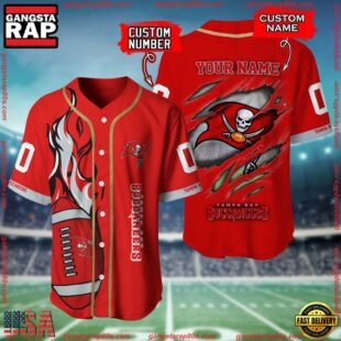 Custom Name And Number Tampa Bay Buccaneers NFL Football Team Baseball Jersey Shirt