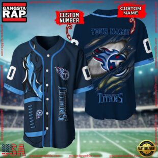 Custom Name And Number Tennessee Titans NFL Football Team Baseball Jersey Shirt