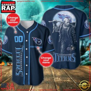 Custom Name And Number Tennessee Titans NFL Horror 3D Baseball Jersey Shirt