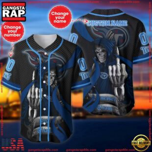 Custom Name And Number Tennessee Titans NFL Skull Death 3D Baseball Jersey Shirt