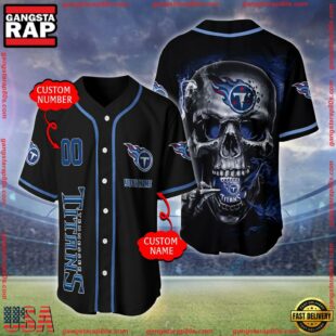 Custom Name And Number Tennessee Titans NFL Skull Face 3D Baseball Jersey Shirt