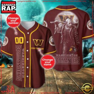 Custom Name And Number Washington Commanders NFL Horror 3D Baseball Jersey Shirt