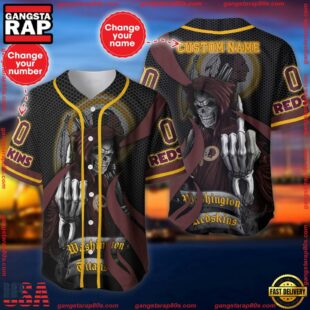 Custom Name And Number Washington Commanders NFL Skull Death 3D Baseball Jersey Shirt