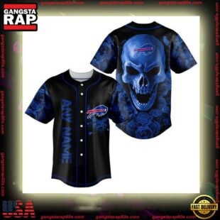 Custom Name Buffalo Bills NFL Football Skull 3D Baseball Jersey Shirt