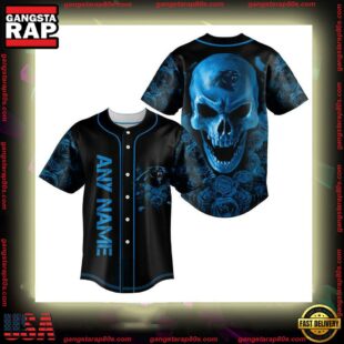 Custom Name Carolina Panthers NFL Football Skull 3D Baseball Jersey Shirt