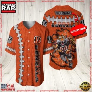 Custom Name Cincinnati Bengals NFL Mascot 3D Baseball Jersey Shirt